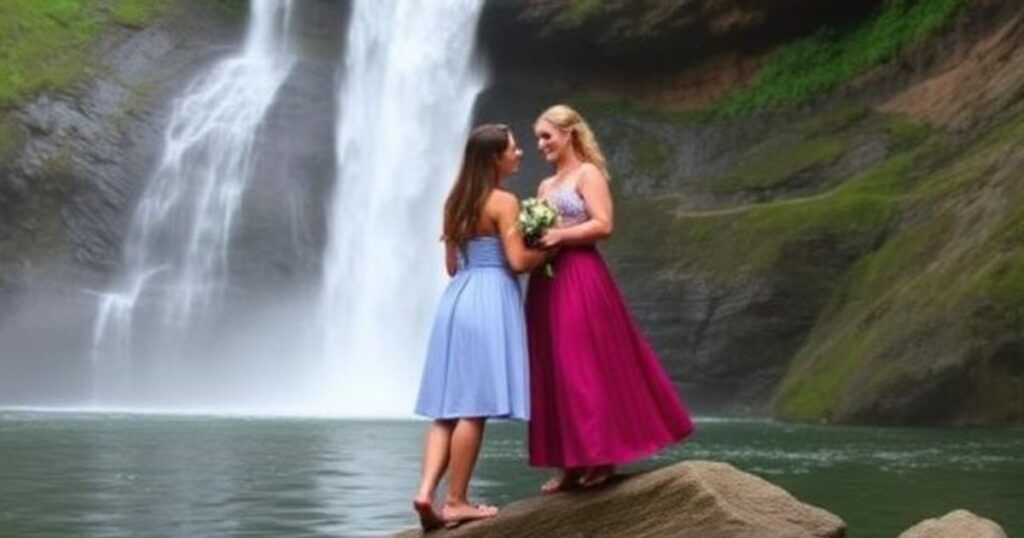 Romantic Waterfall Captions for Couples